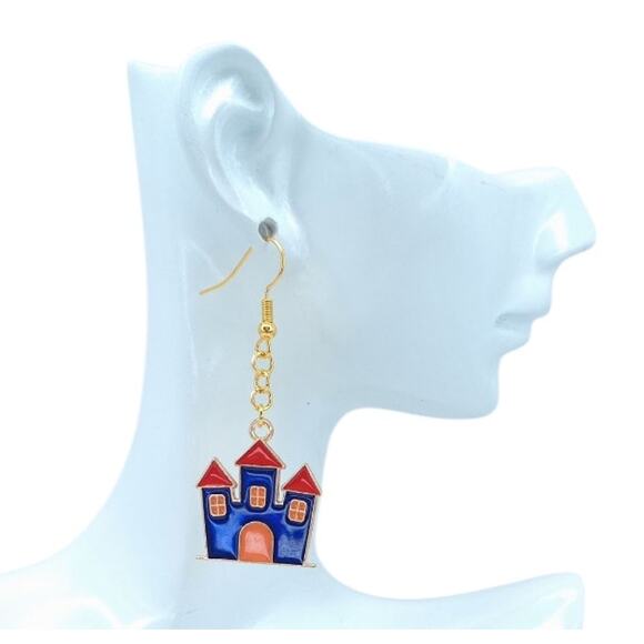 Castle Dangle Earrings 🏰 Fairytale Fantasy Jewelry - Picture 2 of 4